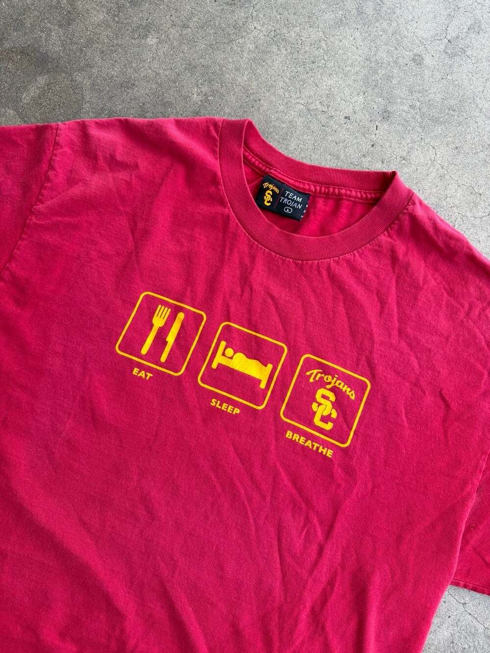 Vintage y2k Team Trojan USC Trojans Eat Sleep Breathe Graphic T-Shirt